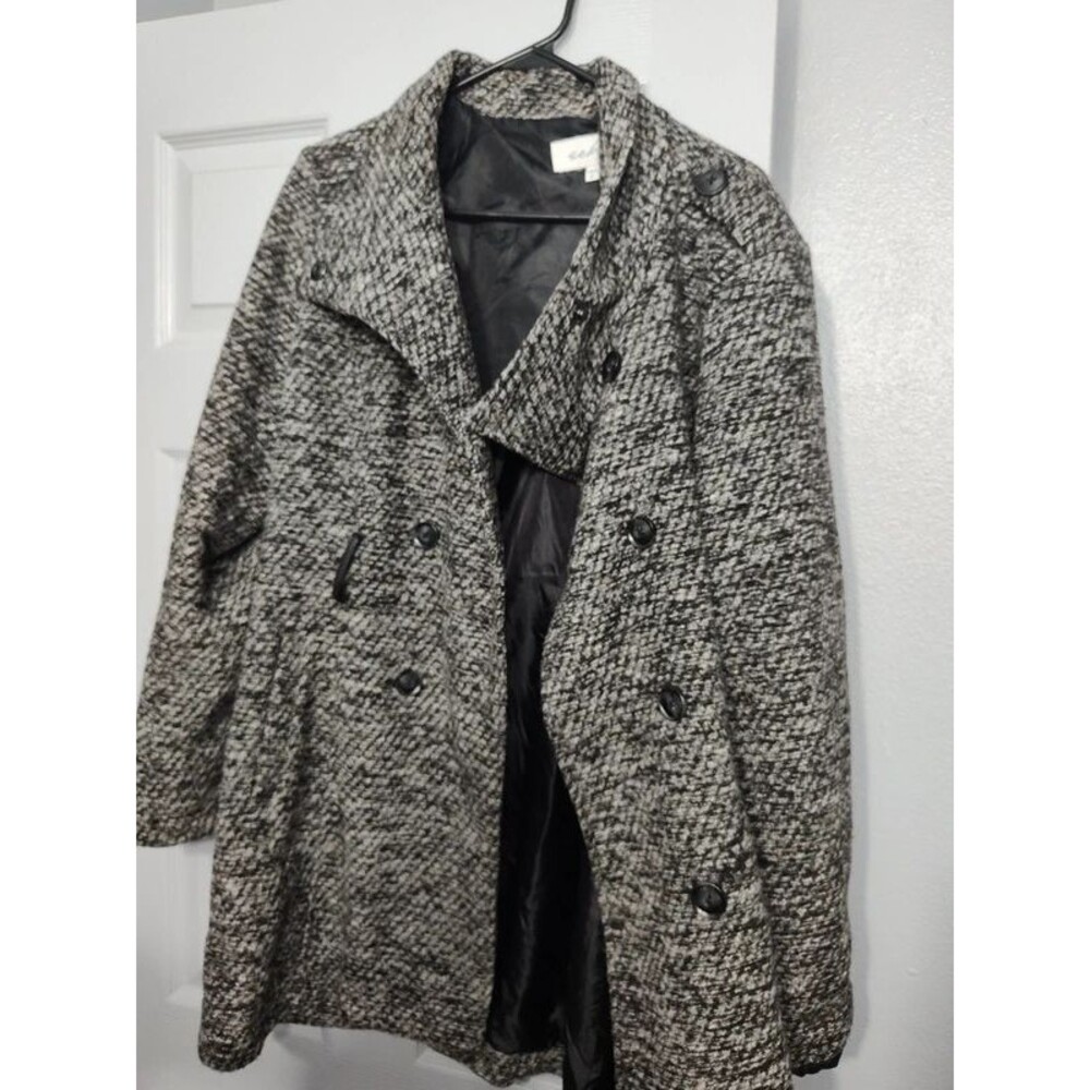 Sebby women's grey gray black midi peacoat coat overcoat winter fall autumn XL